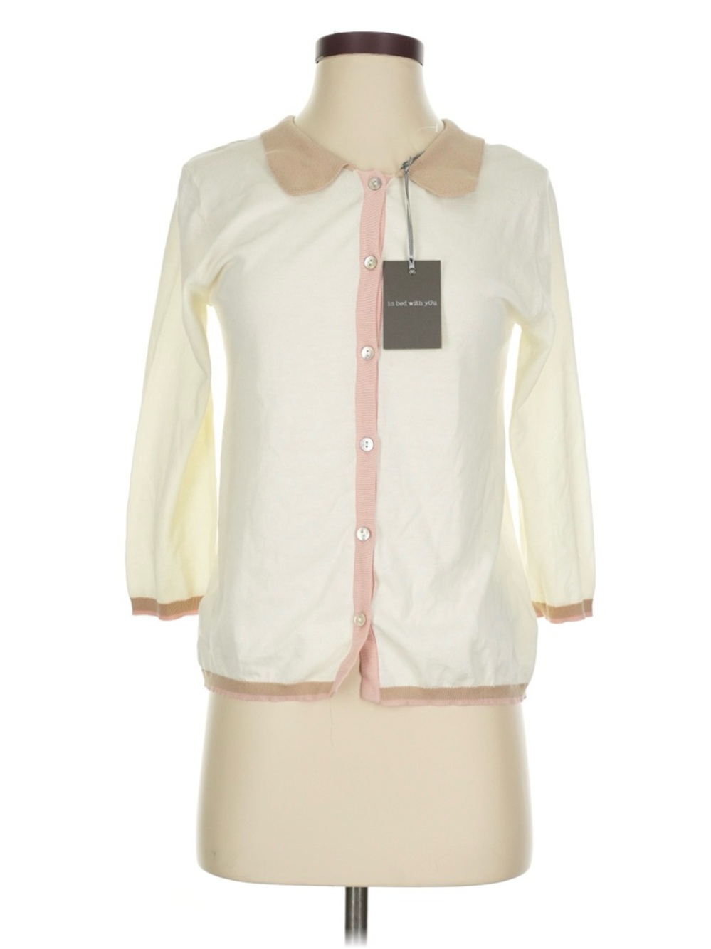IN BED WITH YOU Italian Designer Peter Pan Collar Cardigan Size Small NWT